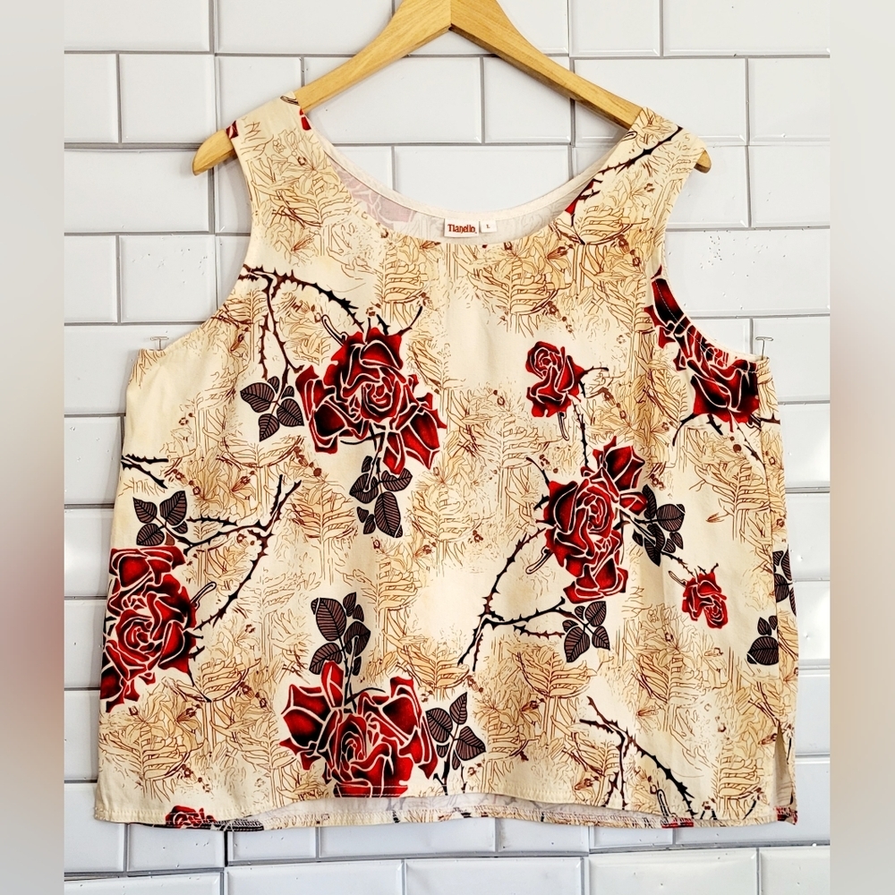 Tianello Ladies Medium Weight Tencel Sleeveless Tank Blouse Scoop Neck Roomy Fit
